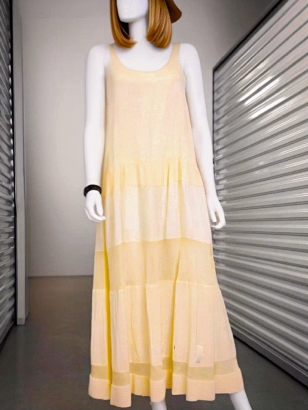 Free People Size Small Meet Me At The Sunset MIdii Soft Yellow Sleeveless - Picture 5 of 13